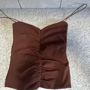 NWT Zara Brown Ruched Tank Top Size S